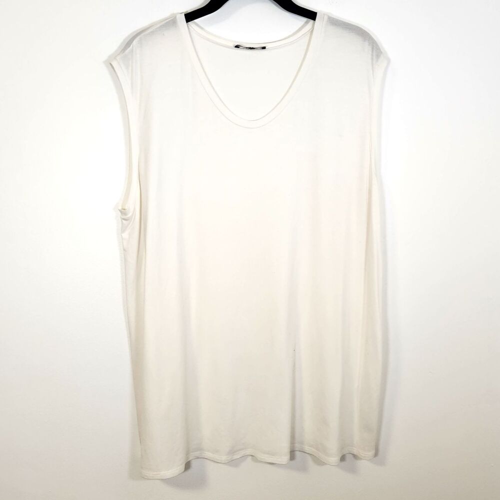 EILEEN FISHER White Loose Fit Tank Top LARGE (?) Size Tag Missing - Picture 1 of 8